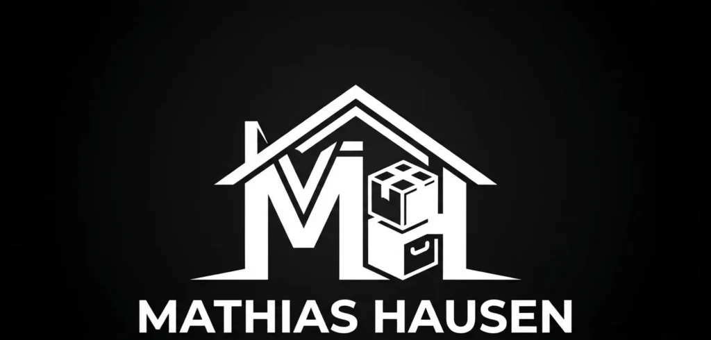 Logo von Mathias Hausen auf schwarzem Hintergrund