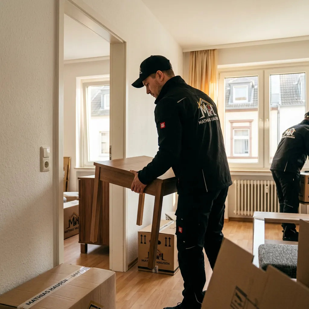 Mitarbeiter räumt Möbel aus einer privaten Wohnung