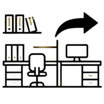 Symbol: Büro mit Schreibtisch und Regal – Gewerberäumung